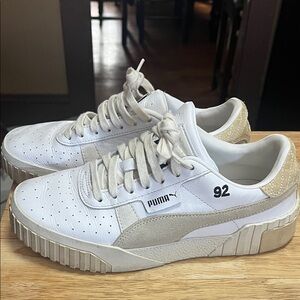 Puma White and Beige Sneakers